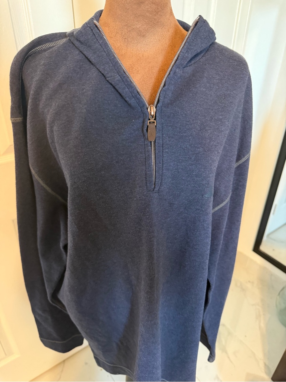 Tommy Bahama Navy Blue Half-Zip Hoodie Sweater